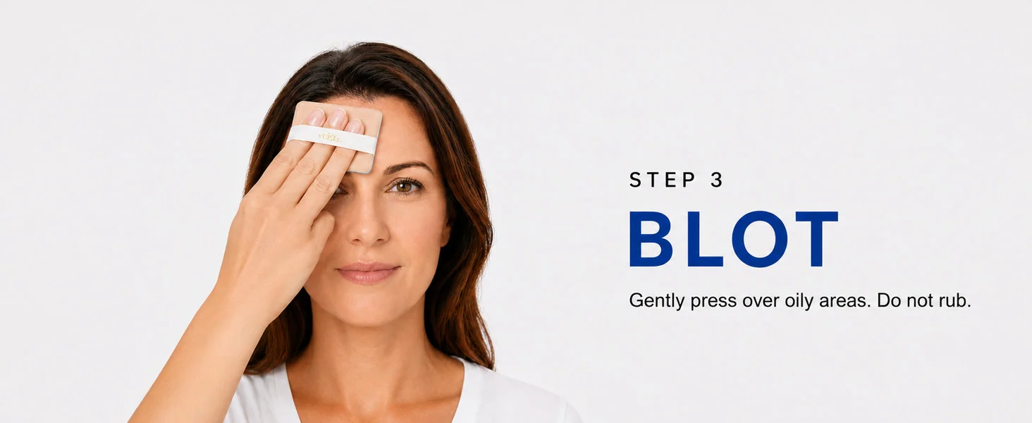 Step 3 for using VUELL: press the blue film over shine