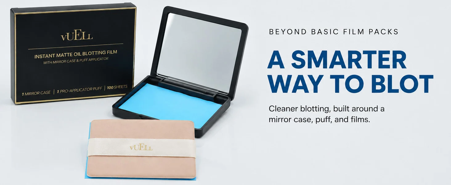 A smarter way to blot with VUELL mirror compact oil blotting sheets